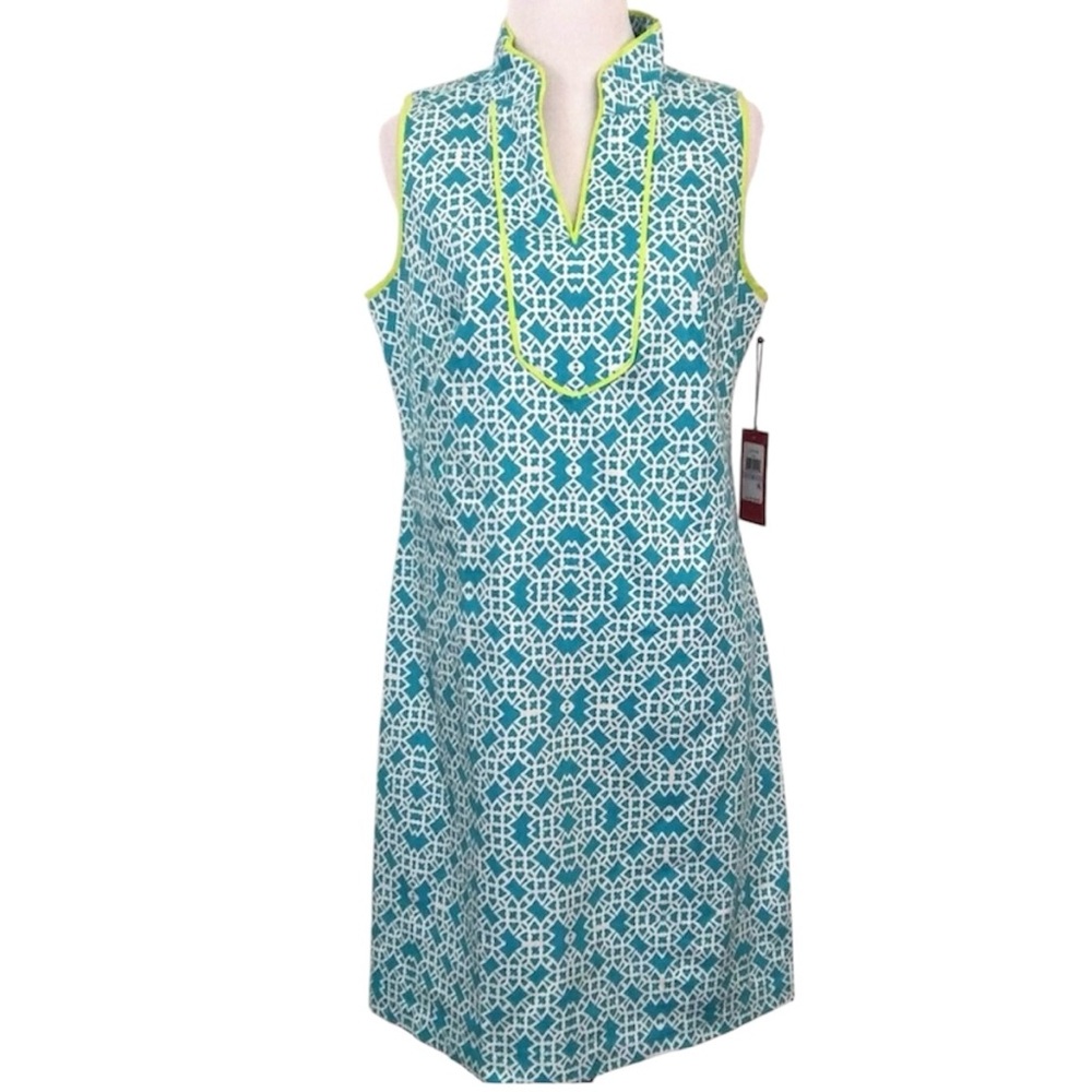Vince Camuto abstract print sleeveless sheath dress women’s Size 6 multicolor